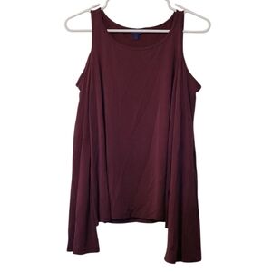 Aeropostale Cold Shoulder Maroon Ribbed Tee Size Medium